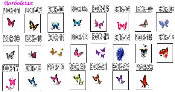 A004 - Adesivos para Unhas - BORBOLETAS